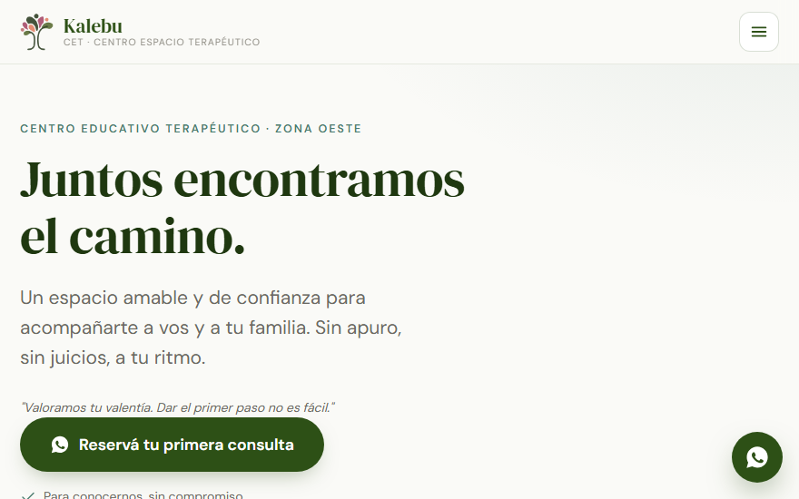 Web de Kalebu, centro terapéutico en Buenos Aires